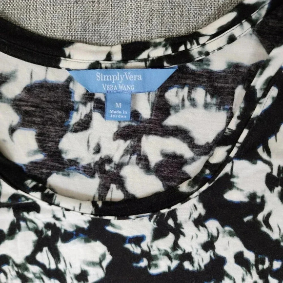 Simply Vera Vera Wang Top Blouse Women's Medium Black & White Pullover - Picture 3 of 5